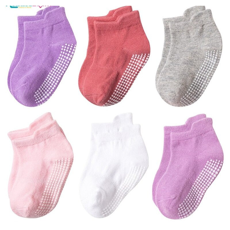 6 Pairs Of Anti-Slip Cotton Kids Socks-Children Cloth Shop