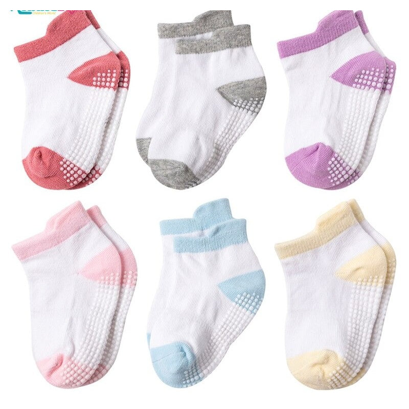 6 Pairs Of Anti-Slip Cotton Kids Socks-Children Cloth Shop