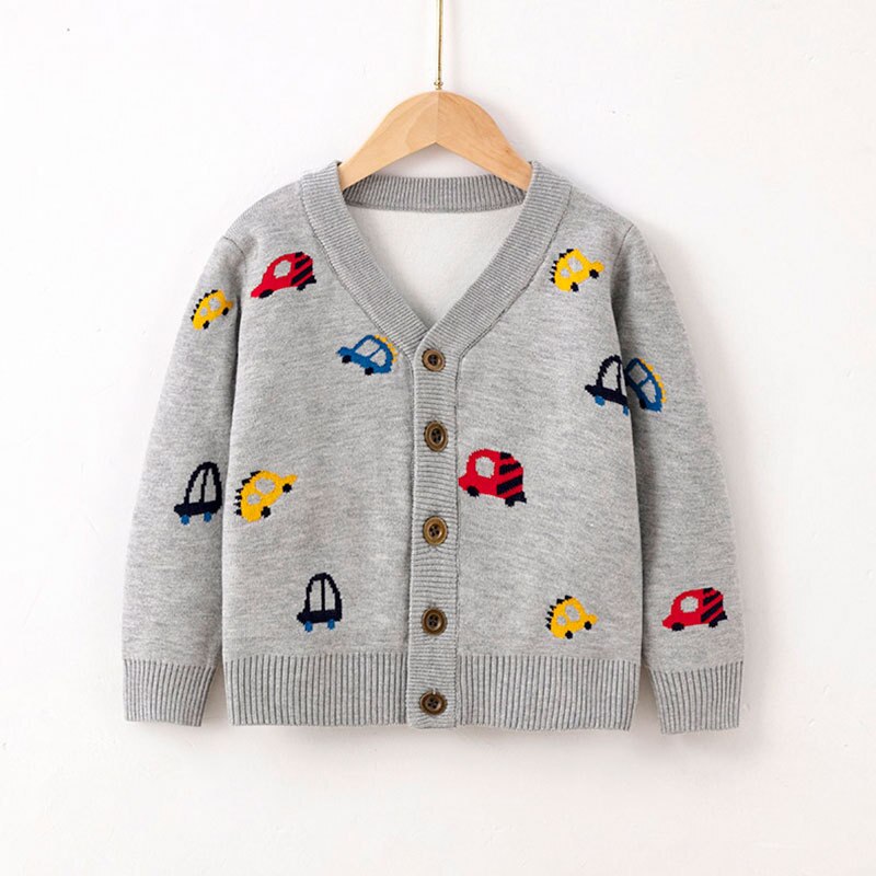 Boys Autumn Cartoon Printed Knitted Cardigan Jackets-Children Cloth Shop