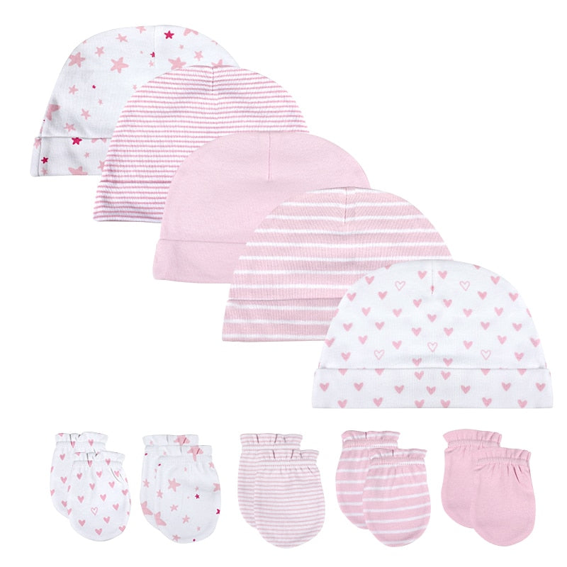 5 Sets Of 0-6 Month Newborn Hat And Gloves-Children Cloth Shop