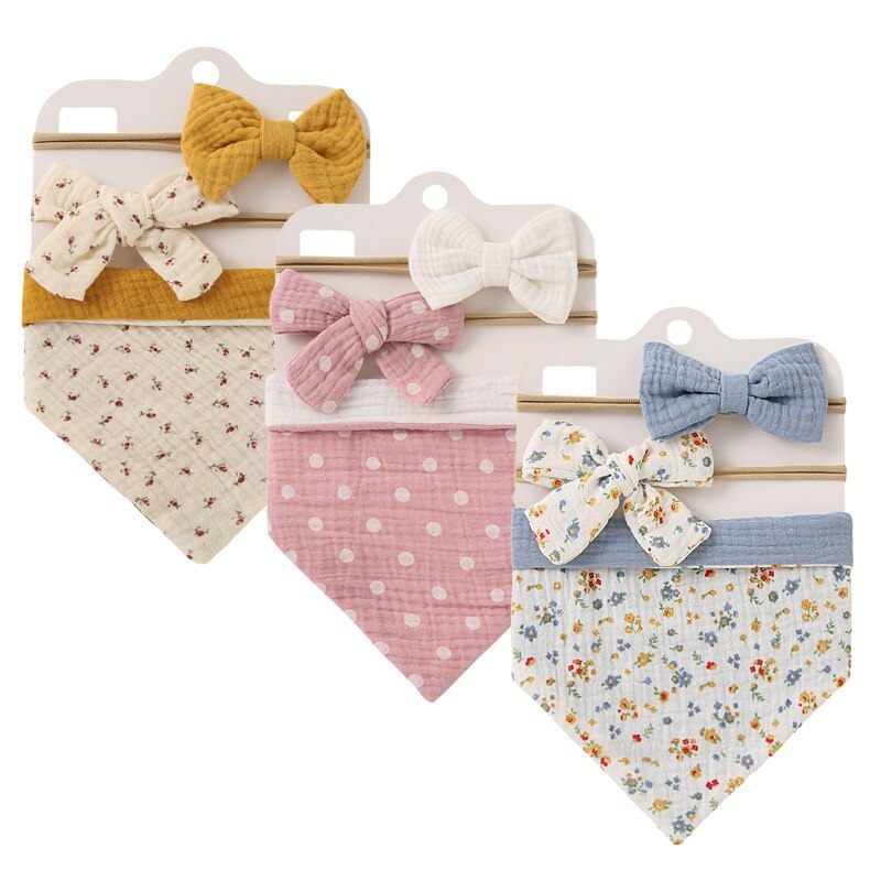 3 Set Of Baby Bibs With Headband-Children Cloth Shop
