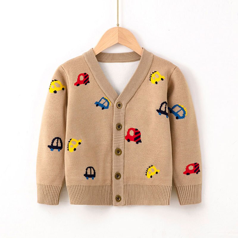 Boys Autumn Cartoon Printed Knitted Cardigan Jackets-Children Cloth Shop