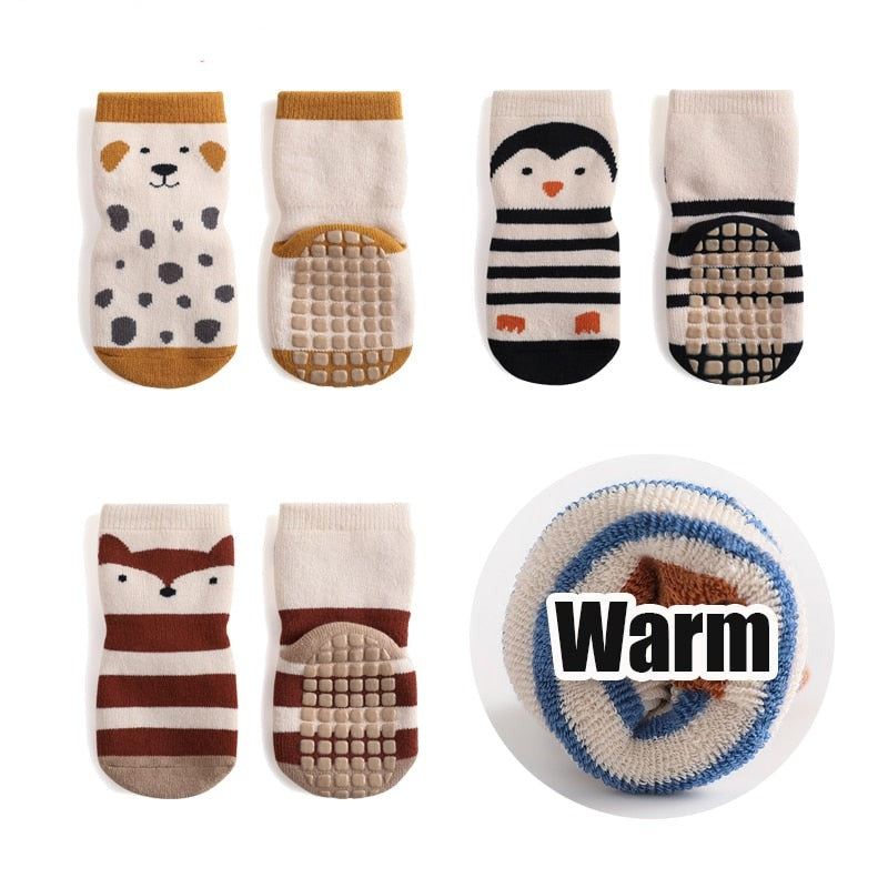 3-Pairs Non-Slip Warm Cotton Socks For Kids-Children Cloth Shop