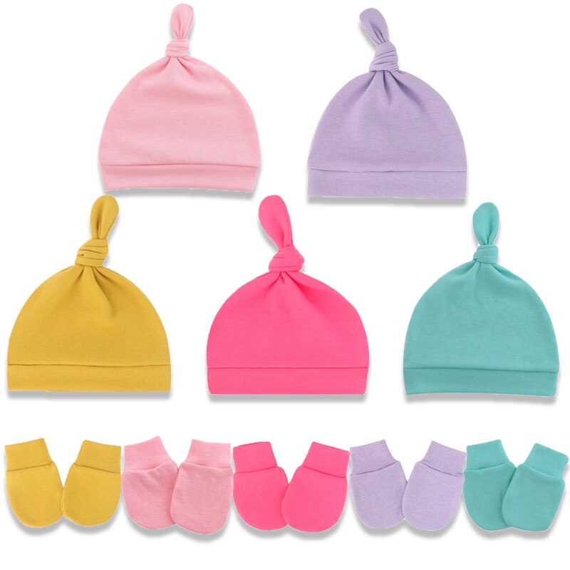 5 Sets Of 0-6 Month Newborn Hat And Gloves-Children Cloth Shop
