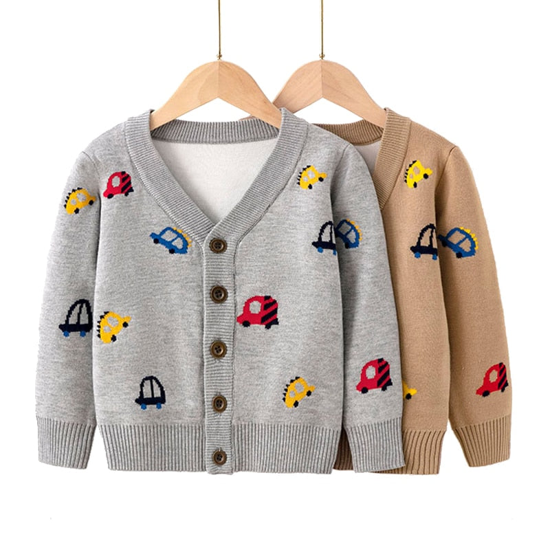 Boys Autumn Cartoon Printed Knitted Cardigan Jackets-Children Cloth Shop