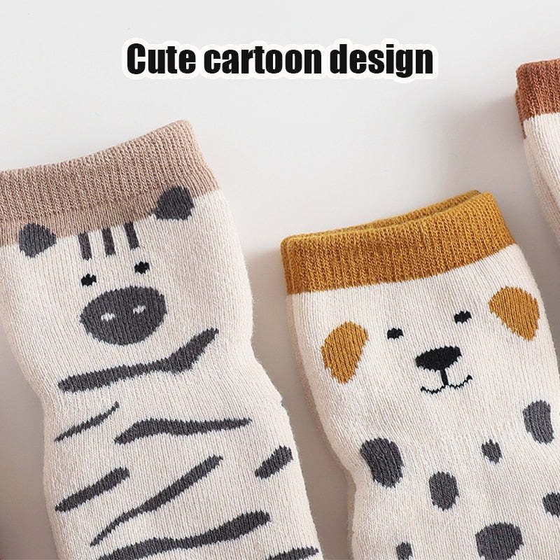 3-Pairs Non-Slip Warm Cotton Socks For Kids-Children Cloth Shop