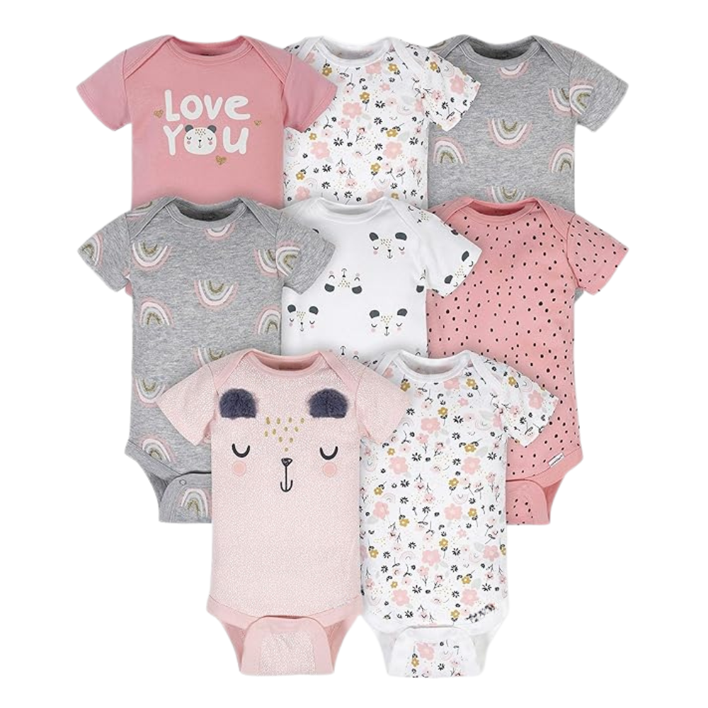 Pack of 8 Baby Girl Short Sleeve Onesies Bodysuits