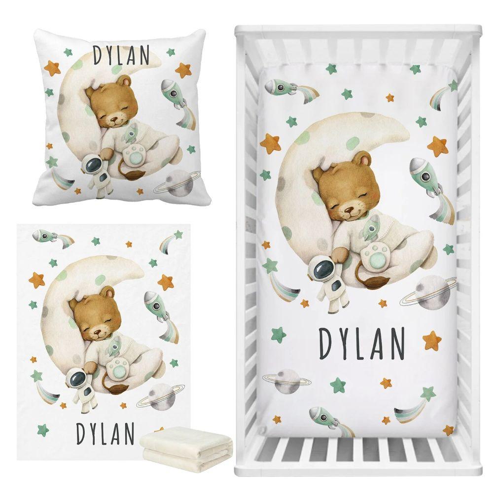 Custom 3 Piece Space Lion Moon Bedding Set-Children Cloth Shop