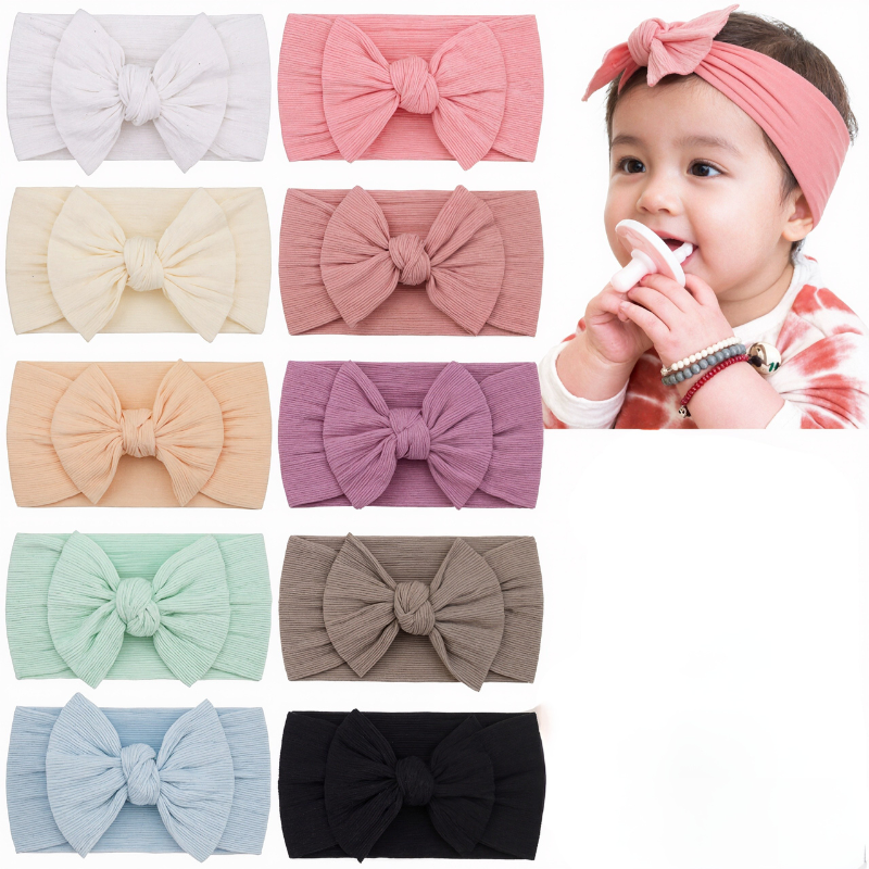 Stretchy Soft Knot Headbands With Hair Bows For Toddlers