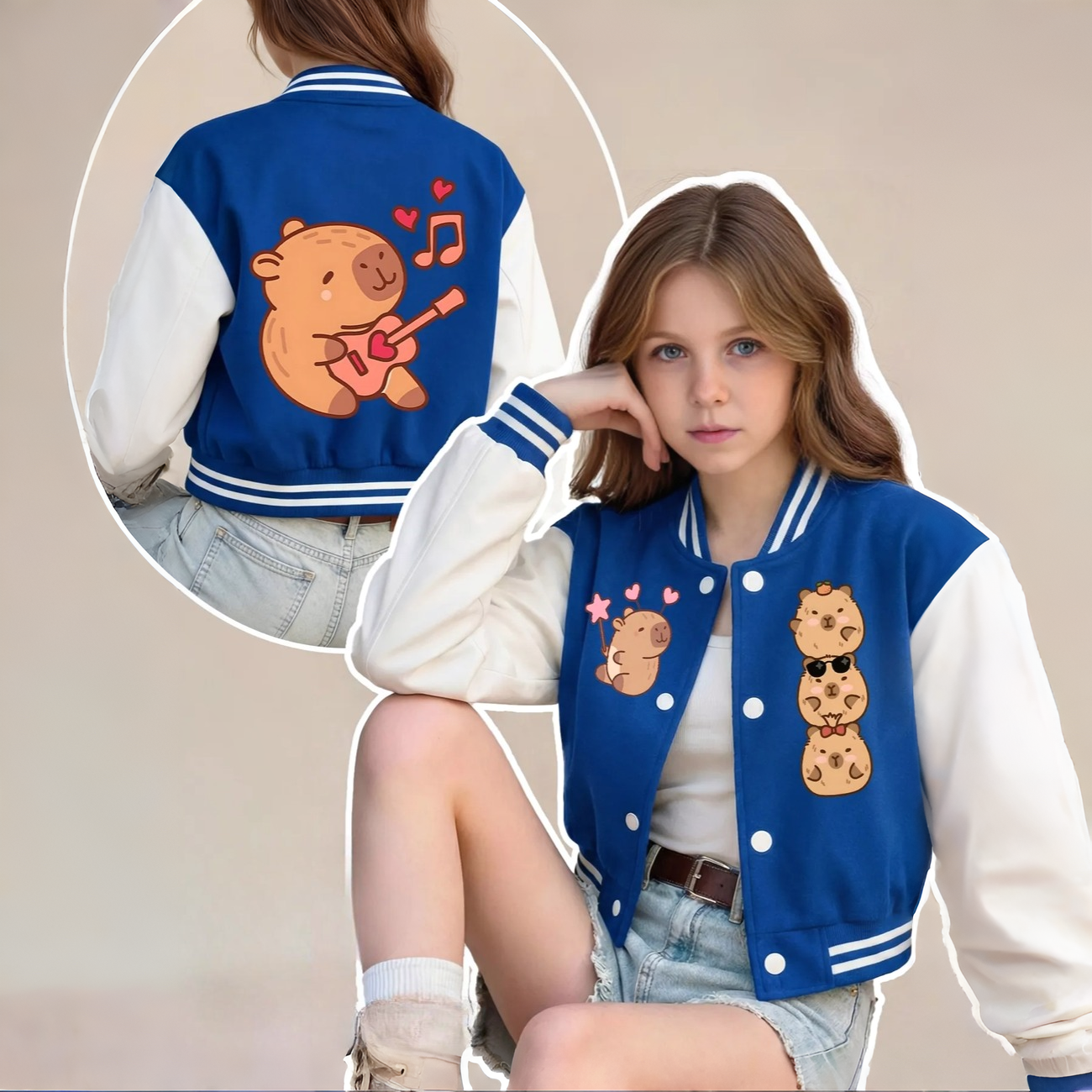 Stylish Capybara Themed Girls Jacket For Everyday Wear