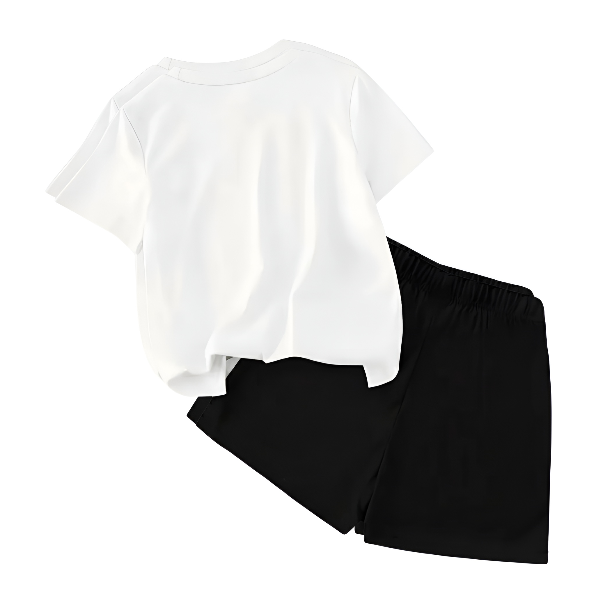 Summer Style Round Neck Cherry Print Short Sleeve Top And Shorts