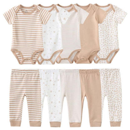 Casual Stripes Pure Cotton Toddler Outfits-Children Cloth Shop