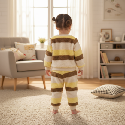 Girls Christmas Flannel Pajamas Set Thickened for Warm Winter Comfort