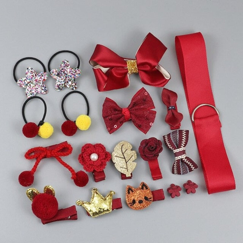 Girl Hair Clip Set Accessories 18 Pieces-Children Cloth Shop