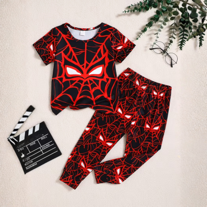 Spider Web Design Pajama Set For Boys