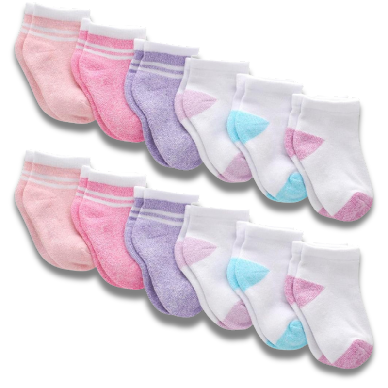 Pack Of 12 Non Slip Grip Socks For Babies And Toddlers