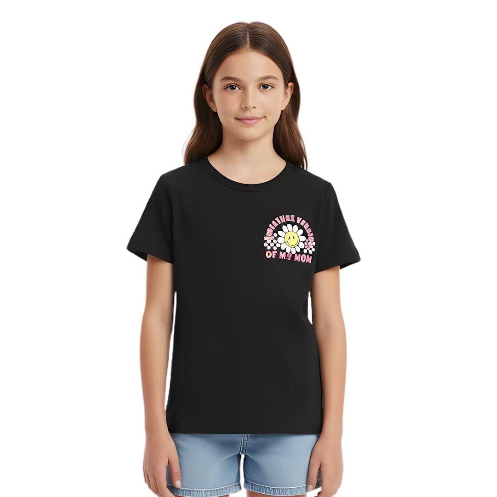 Miniature Version Of My Mom Floral Print T Shirt For Girls