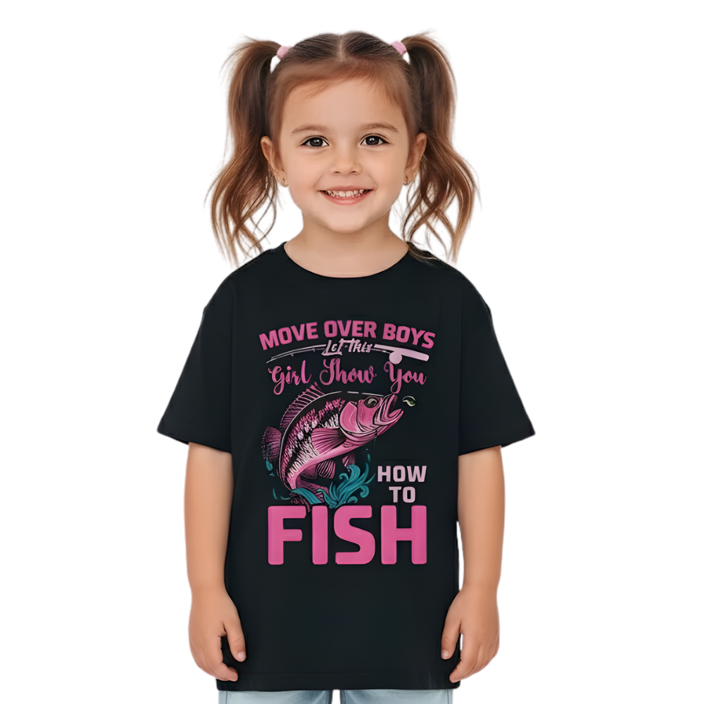 How To Fish Anime Graphic Print T Shirt For Girls