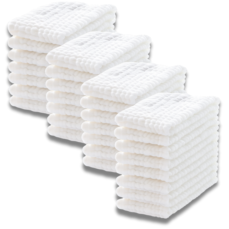 24 Pack Cotton Muslin Burp Cloths for Baby Large Extra Soft And Absorbent White