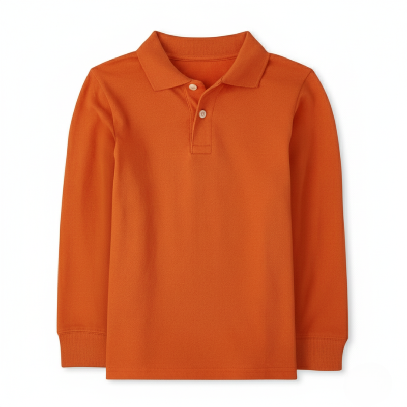 Long Sleeve Pique Polo For Boys