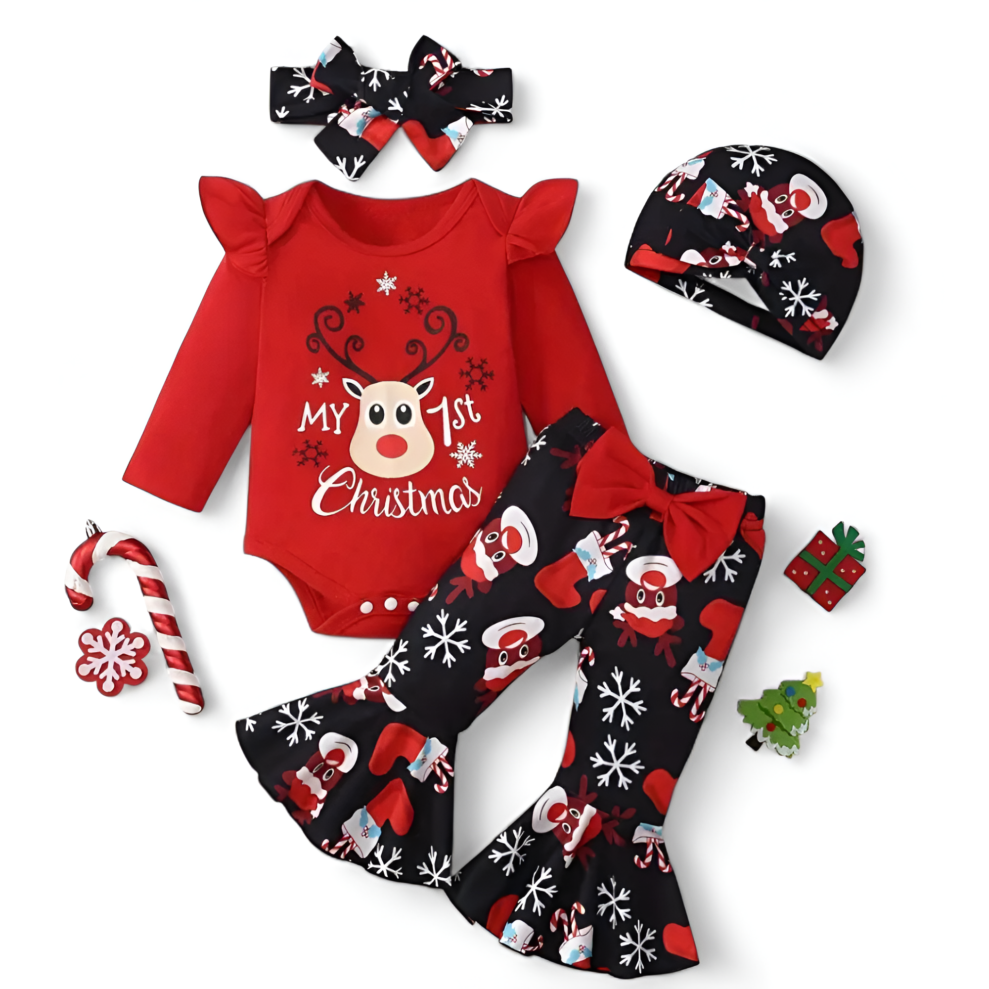 4 Piece My First Christmas Long Sleeve Bodysuit