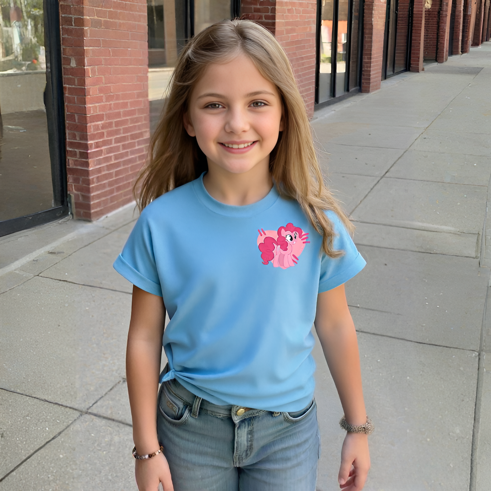 Pinkie Pie Graphic Theme Mesh Short Sleeve T Shirt For Girls