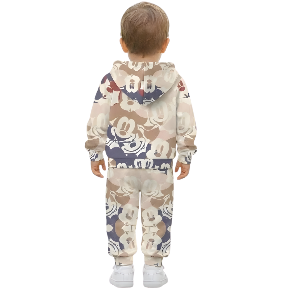 Cartoon Print Graphic Hoodie And Sweatpants Set For Boys