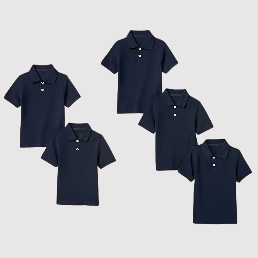 Pack Of 5 Short Sleeve School Uniform Shirts For Toddlers
