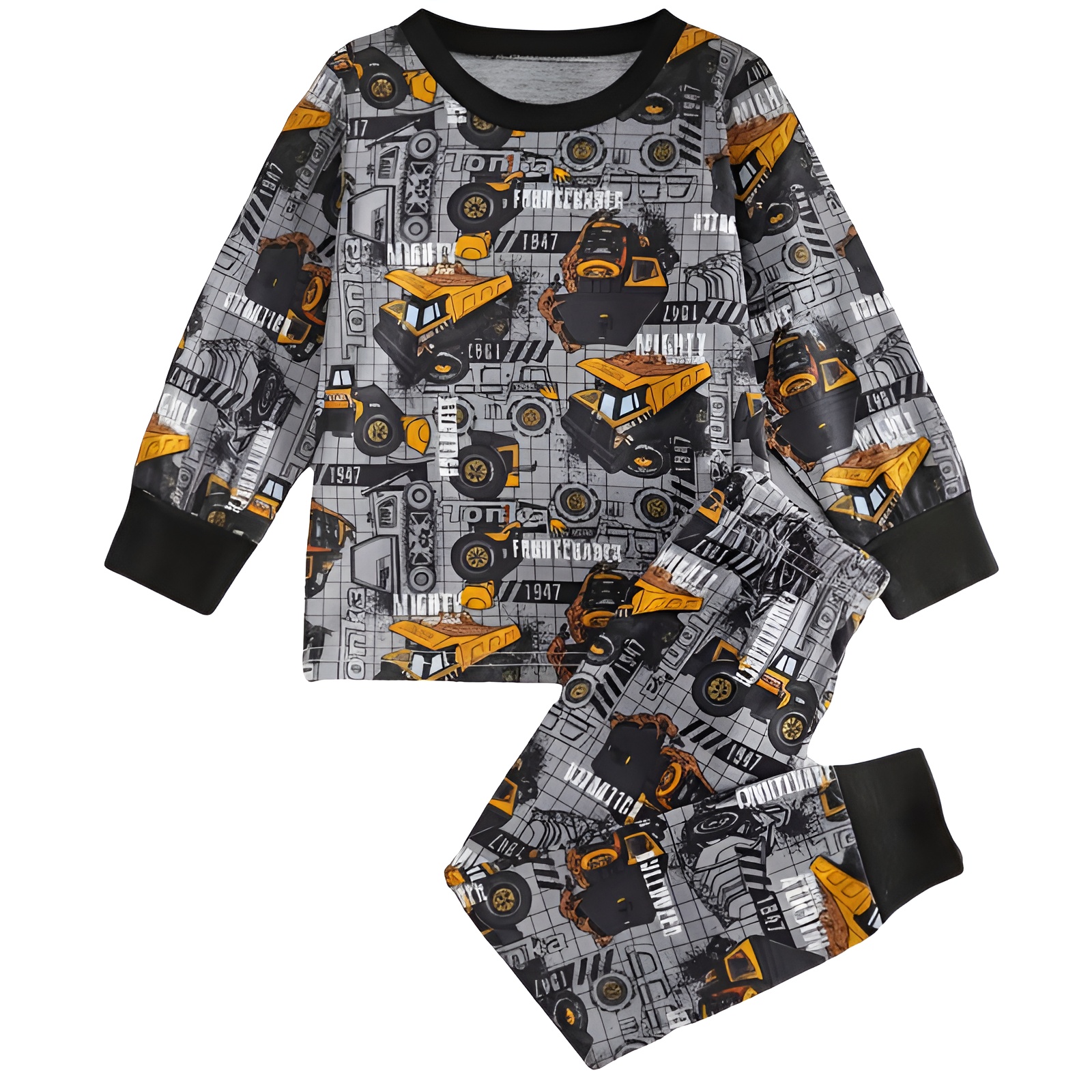 2pcs Truck Print Long Sleeve Top and Pants for Boys
