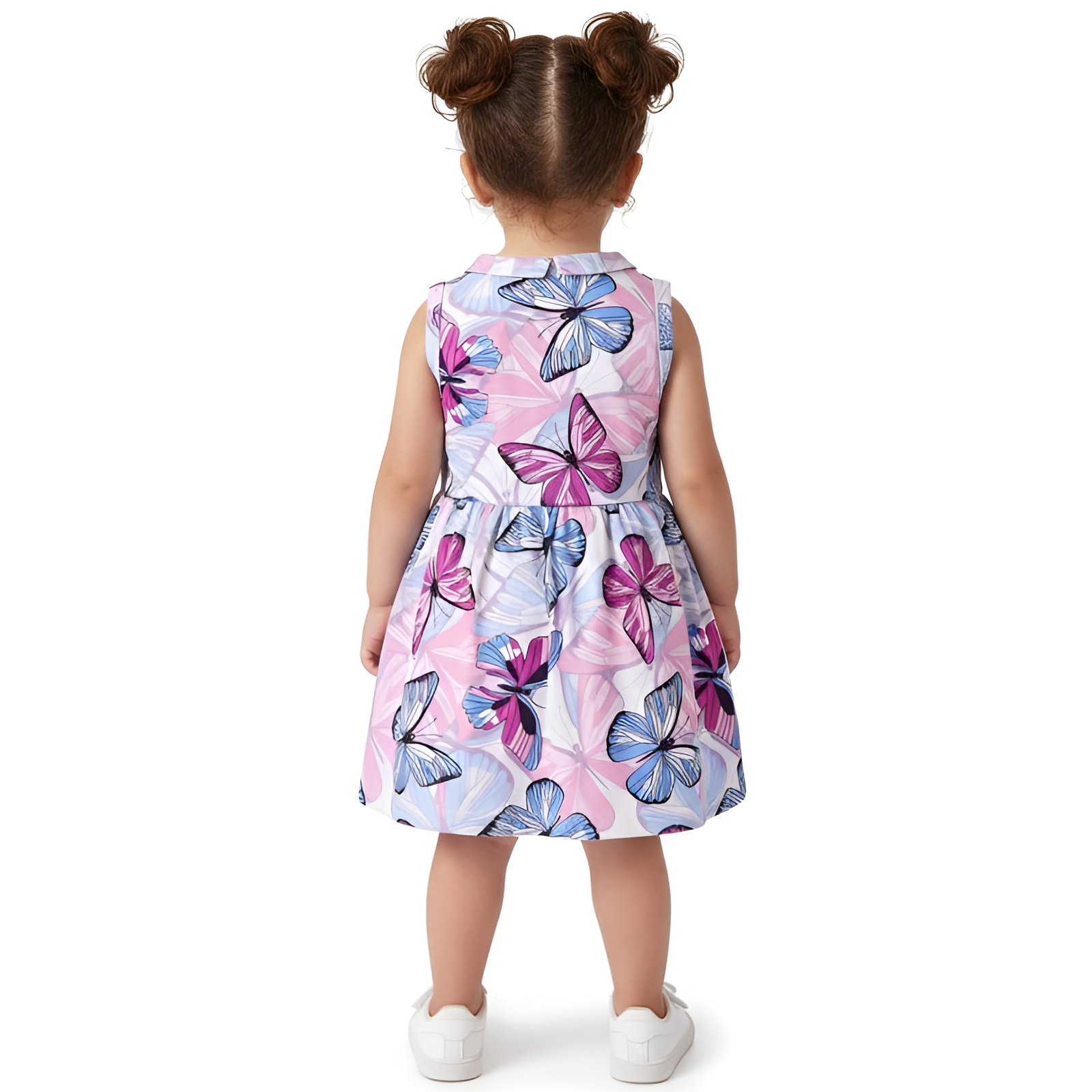 Sleeveless Dress with Butterfly Print for Girls