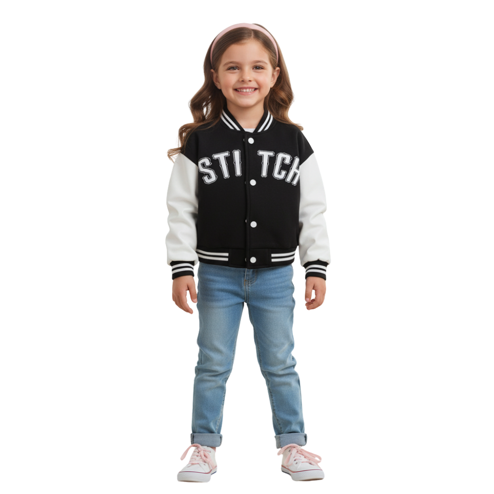 Baseball Jacket Printed For Girls