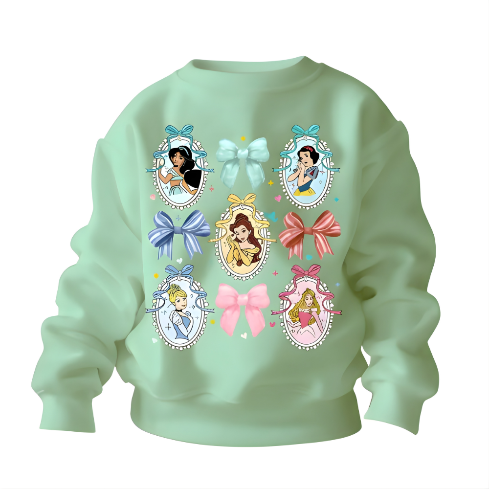 Princess Cartoon Print Warm Kids Winter Sweatshirt For Girls