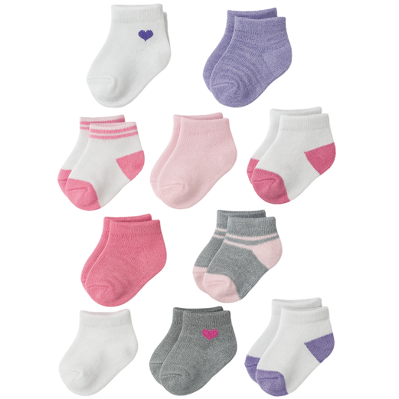 Pack Of 10 Non Slip Grip Socks For Babies And Toddlers