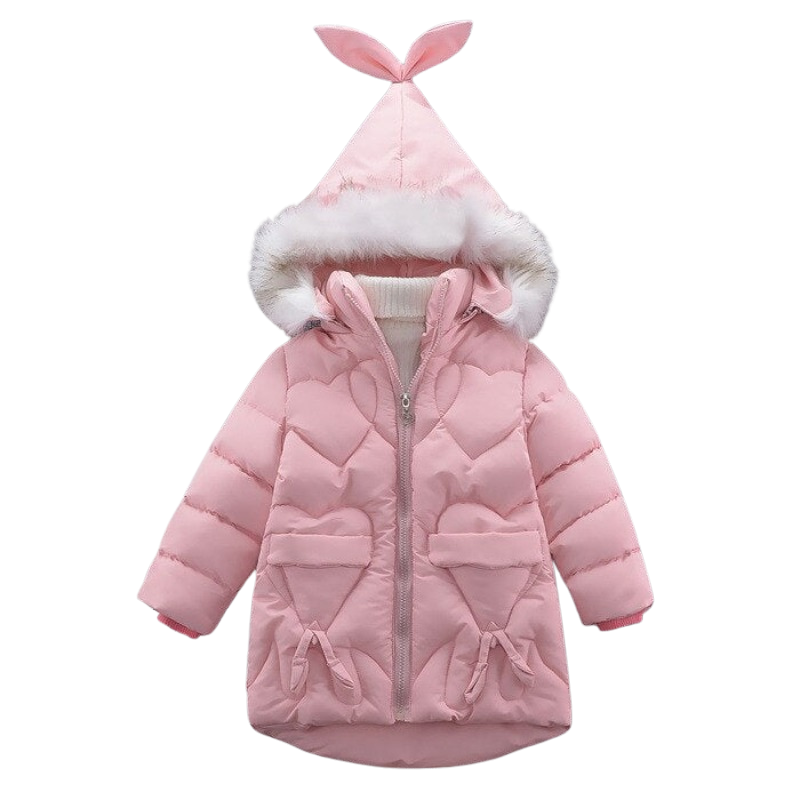 Girl Winter Thick Warm Pink Hooded Jacket-Children Cloth Shop