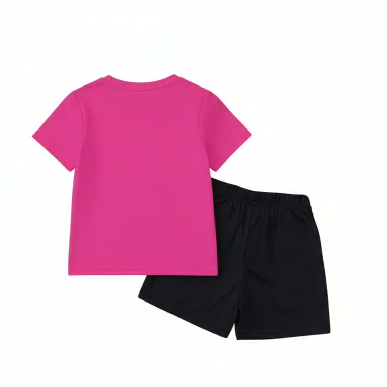 Hello Kitty Graphic Themed Mesh T Shirt And Shorts Outfit Set For Girls