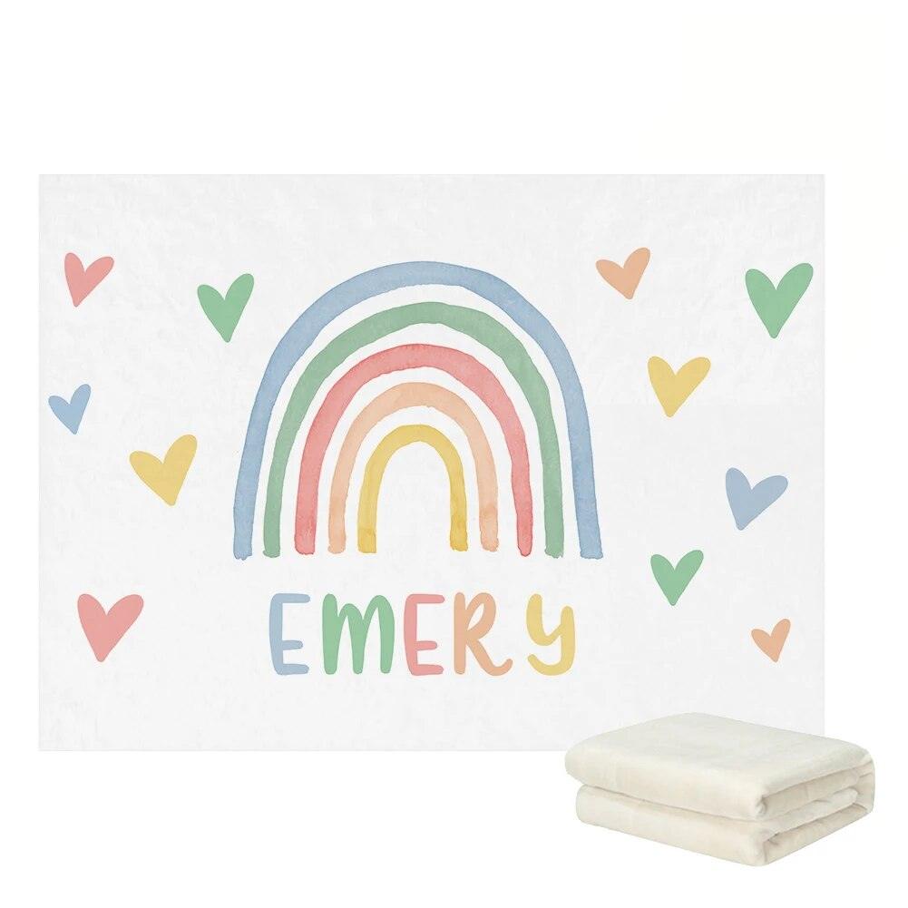Watercolor Rainbow Name Blanket-Children Cloth Shop