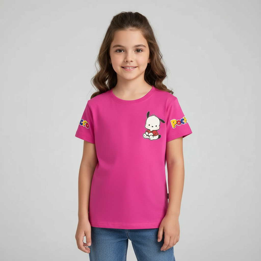 Pochacco Cartoon Printed Short Sleeves T Shirt For Girls