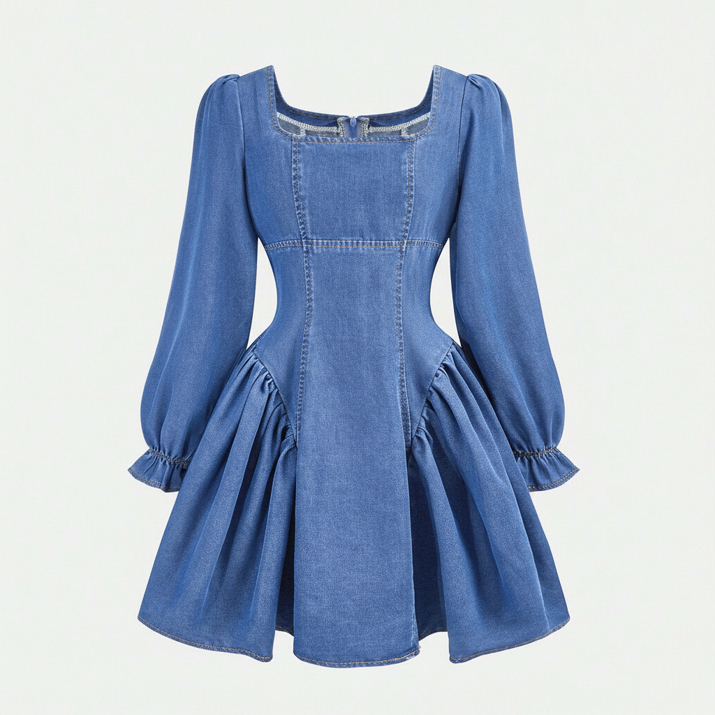3D Bow Decor Denim Romper