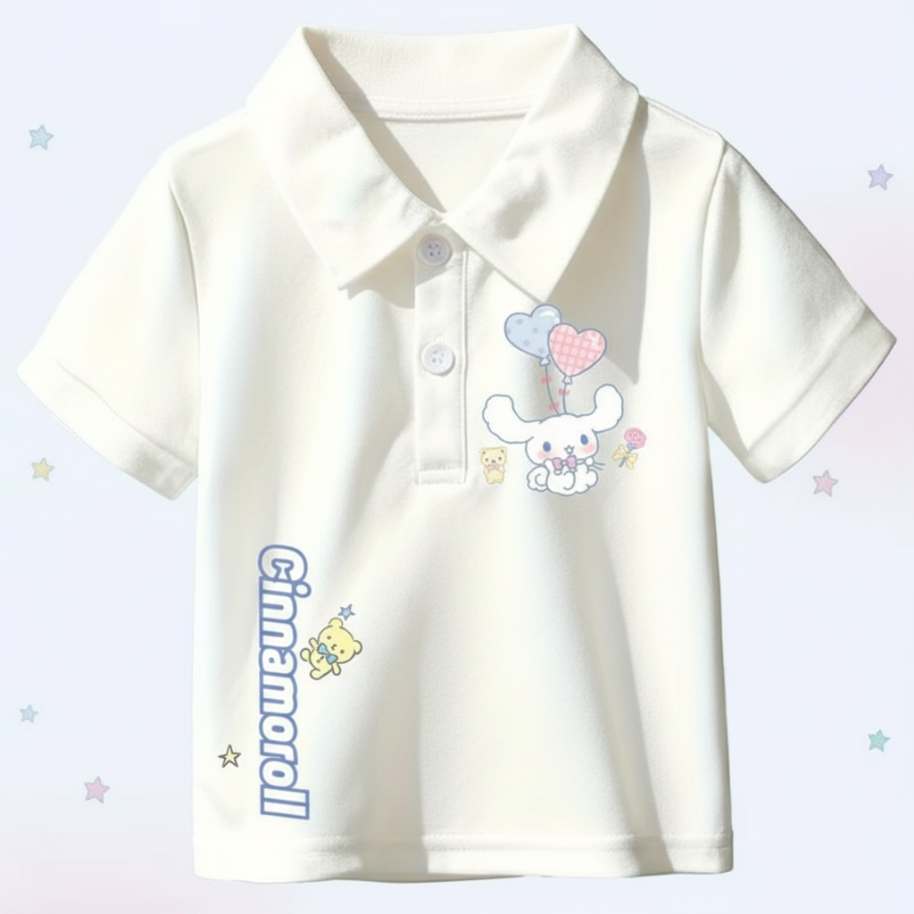 Cinnamoroll Double Sided Cartoon Print Casual Polo T Shirt For Girls