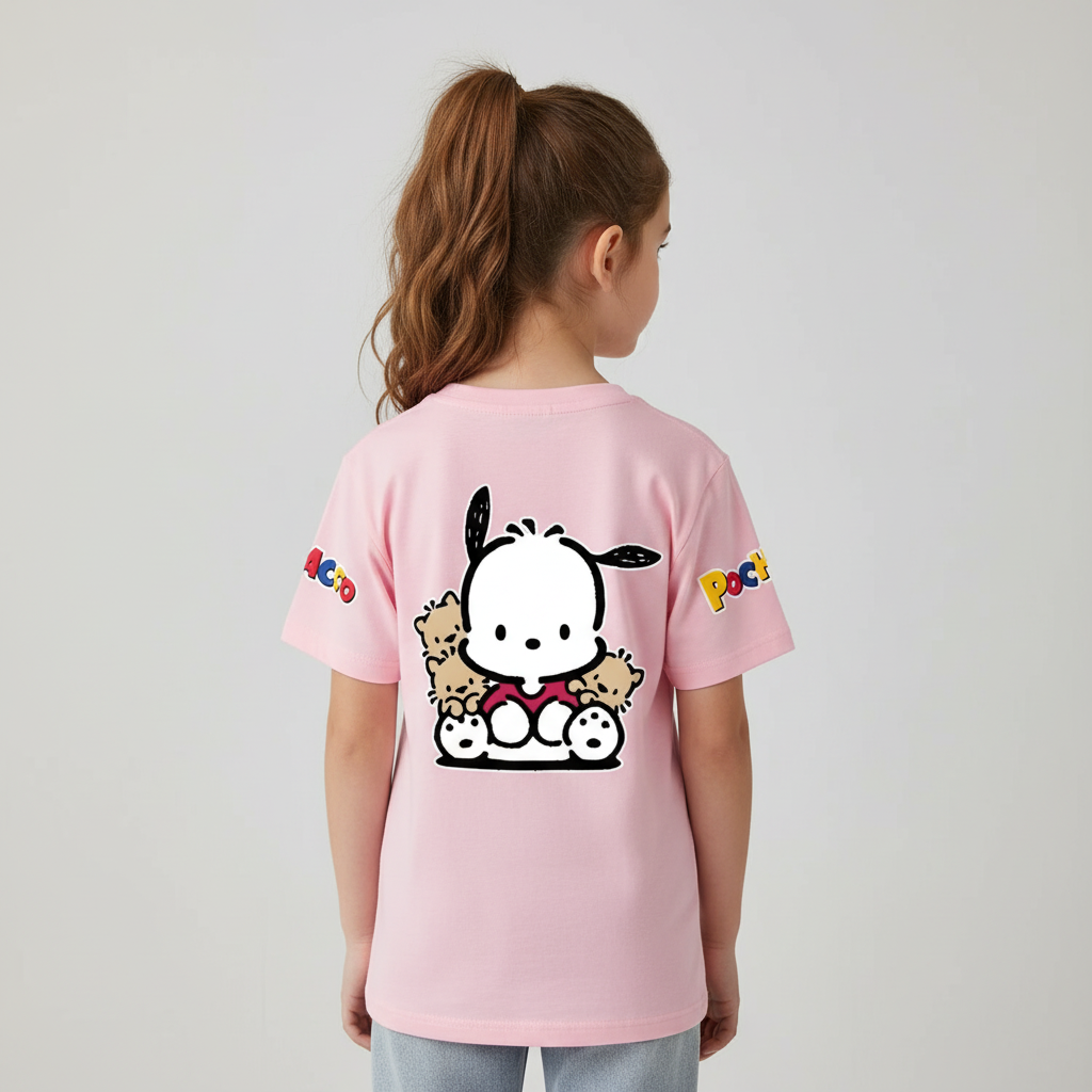 Pochacco Cartoon Printed Short Sleeves T Shirt For Girls