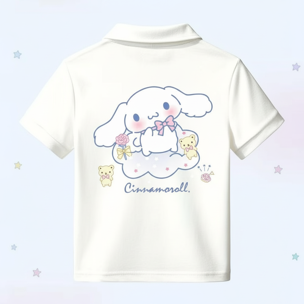 Cinnamoroll Double Sided Cartoon Print Casual Polo T Shirt For Girls