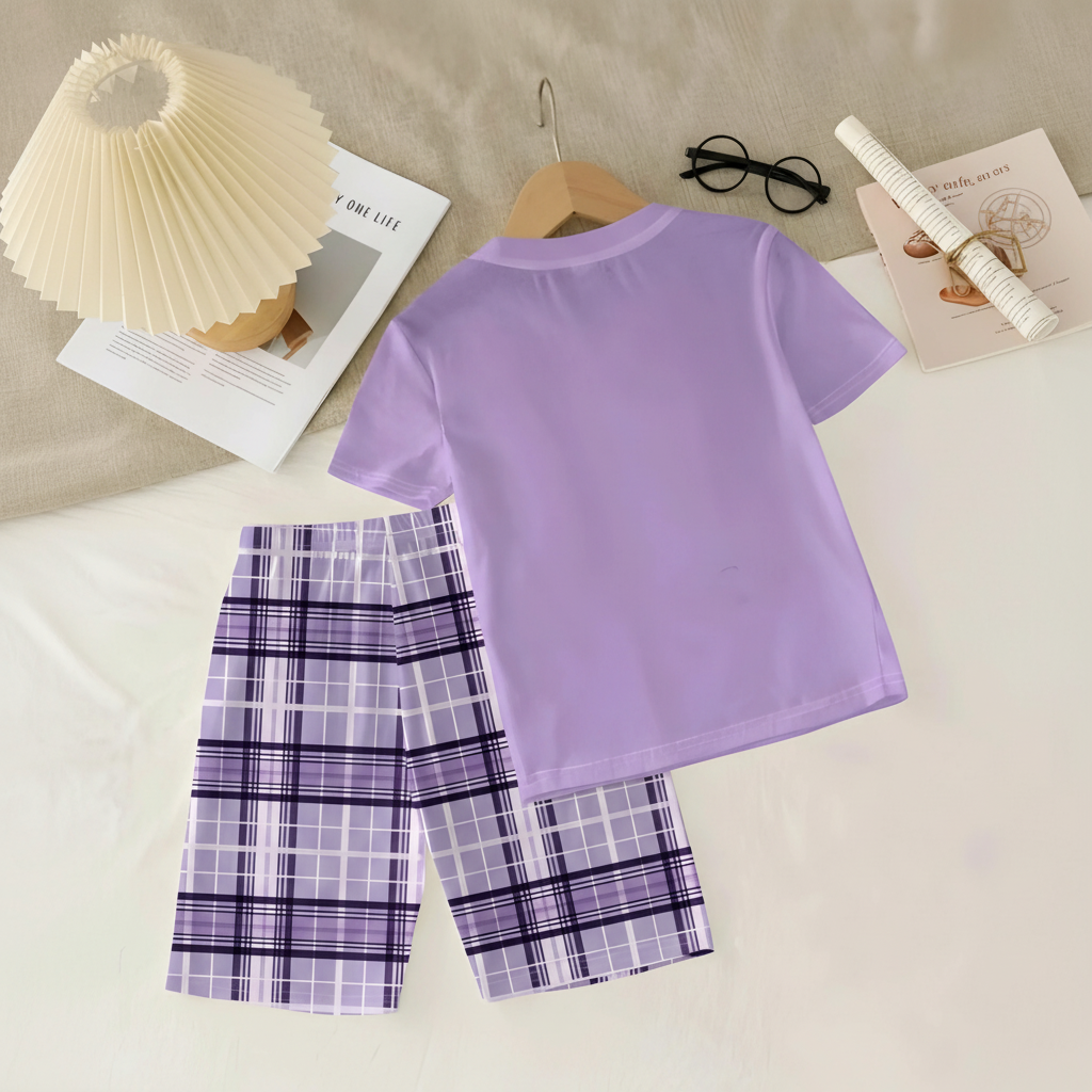 Let Me Sleep Text Print Top And Shorts Sleepwear Pajama Set For Girls