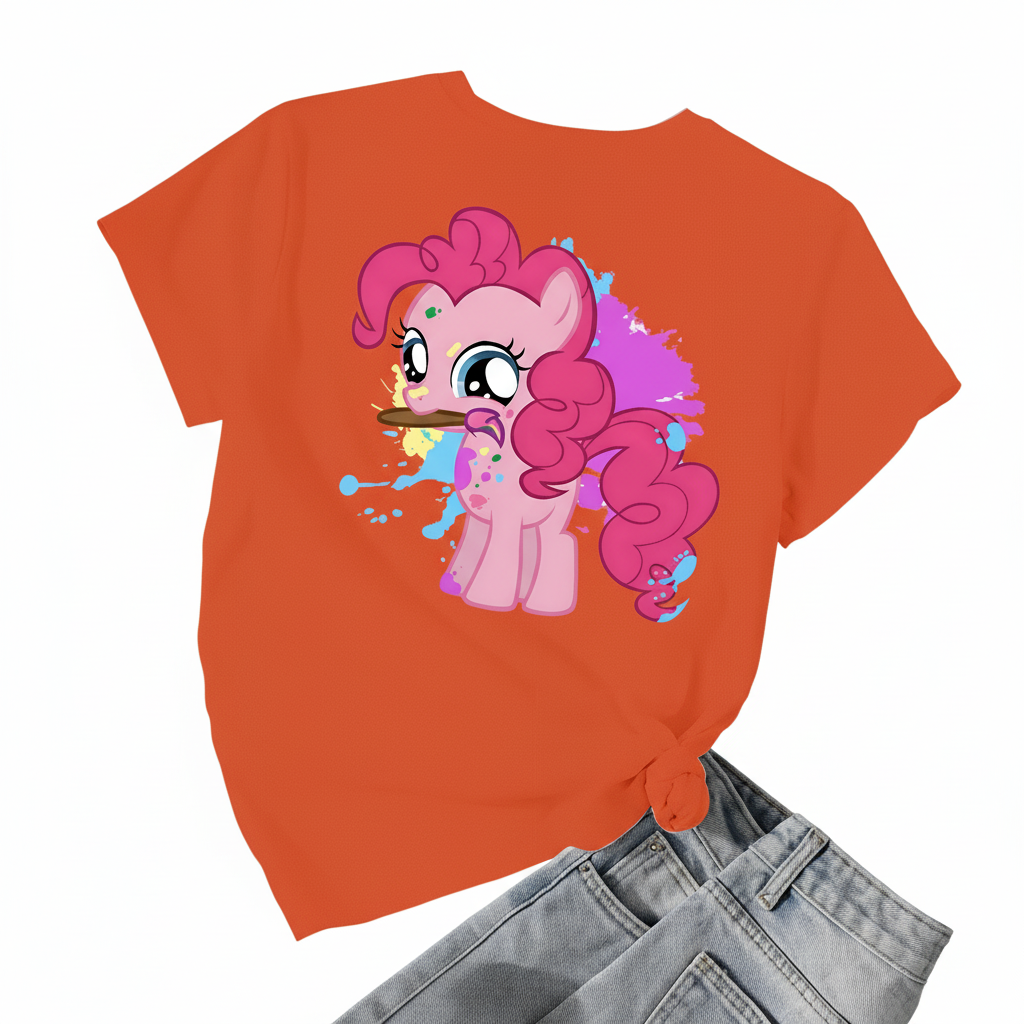 Pinkie Pie Graphic Theme Mesh Short Sleeve T Shirt For Girls