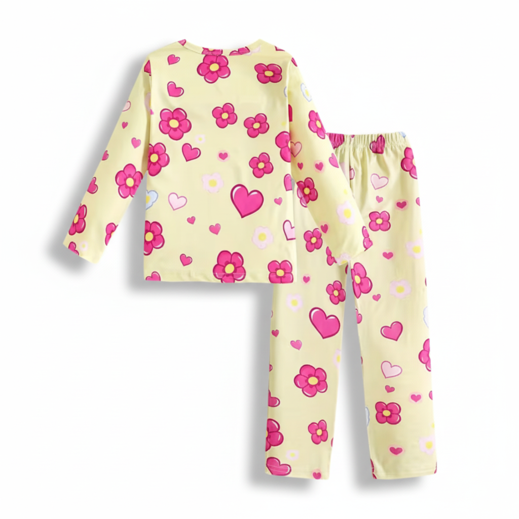 Cartoon Print Long Sleeve Top With Pants Set