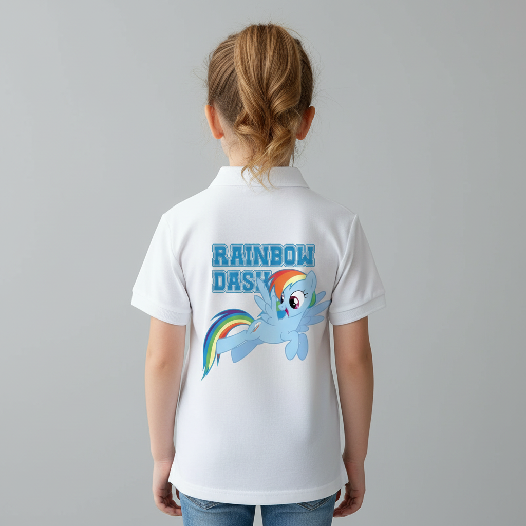 My Little Pony Rainbow Dash Printed Double Side Polo T Shirt For Girls