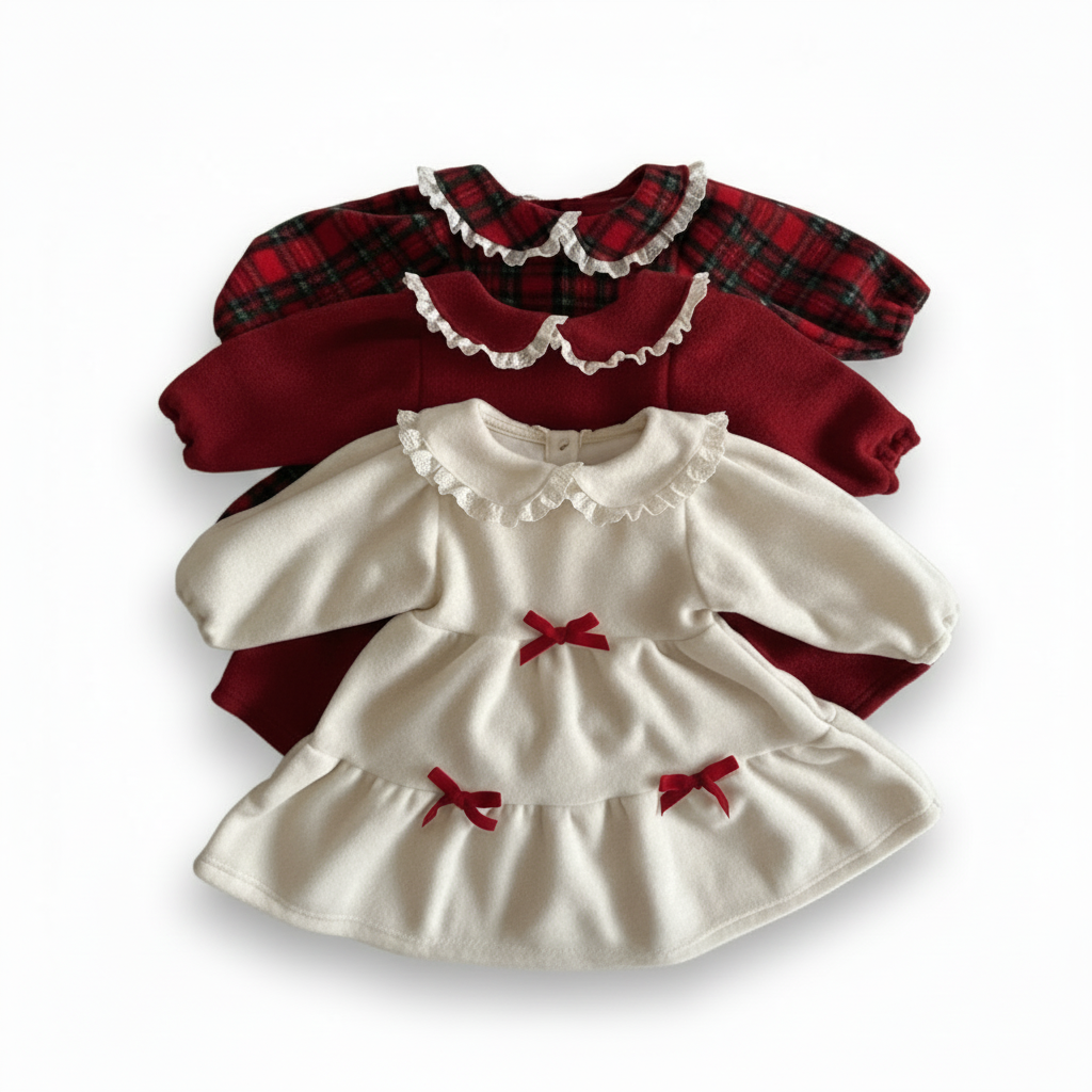 Cozy Fleece Christmas Dress For Girls