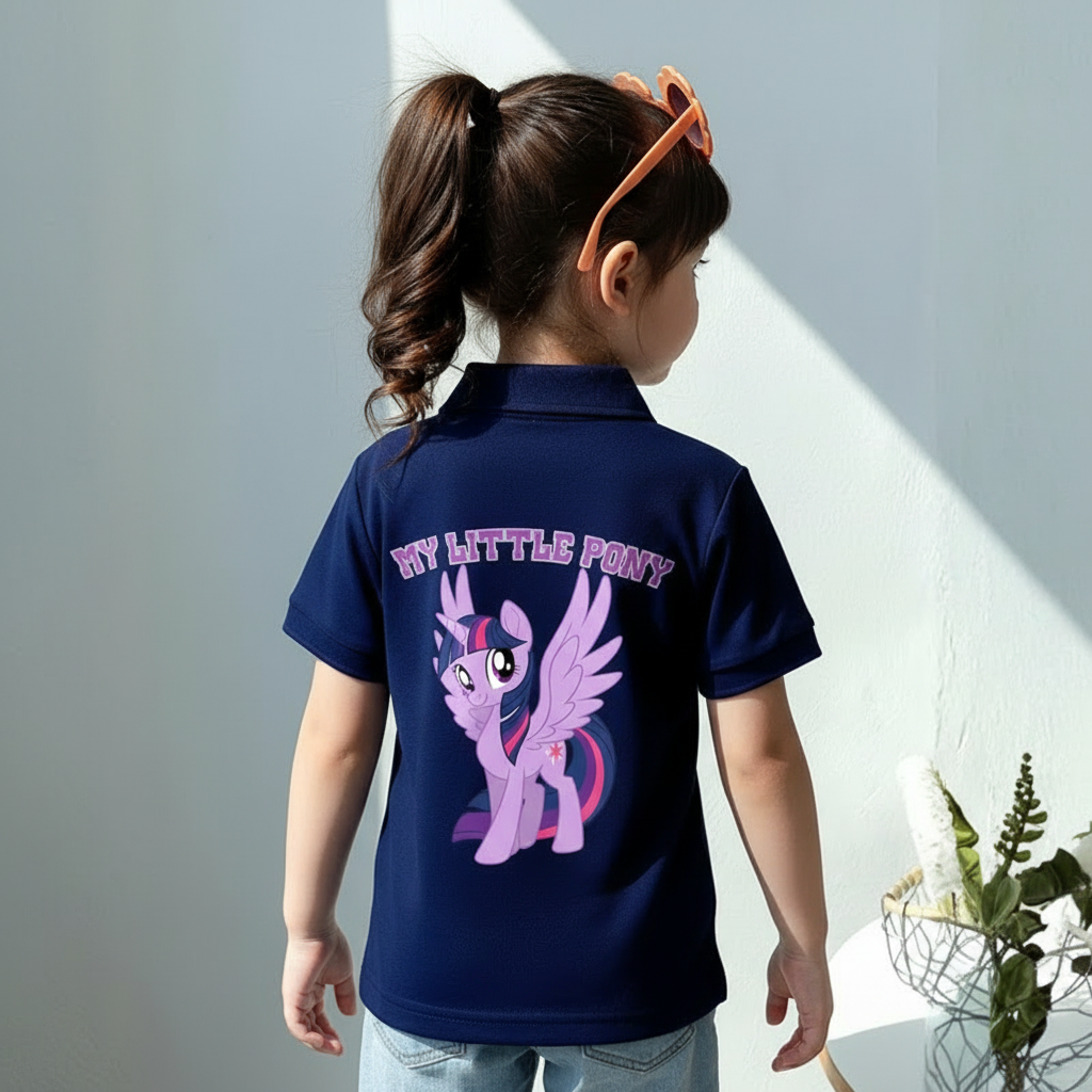 Twilight Sparkle Cartoon Printed Polo T Shirt For Girls