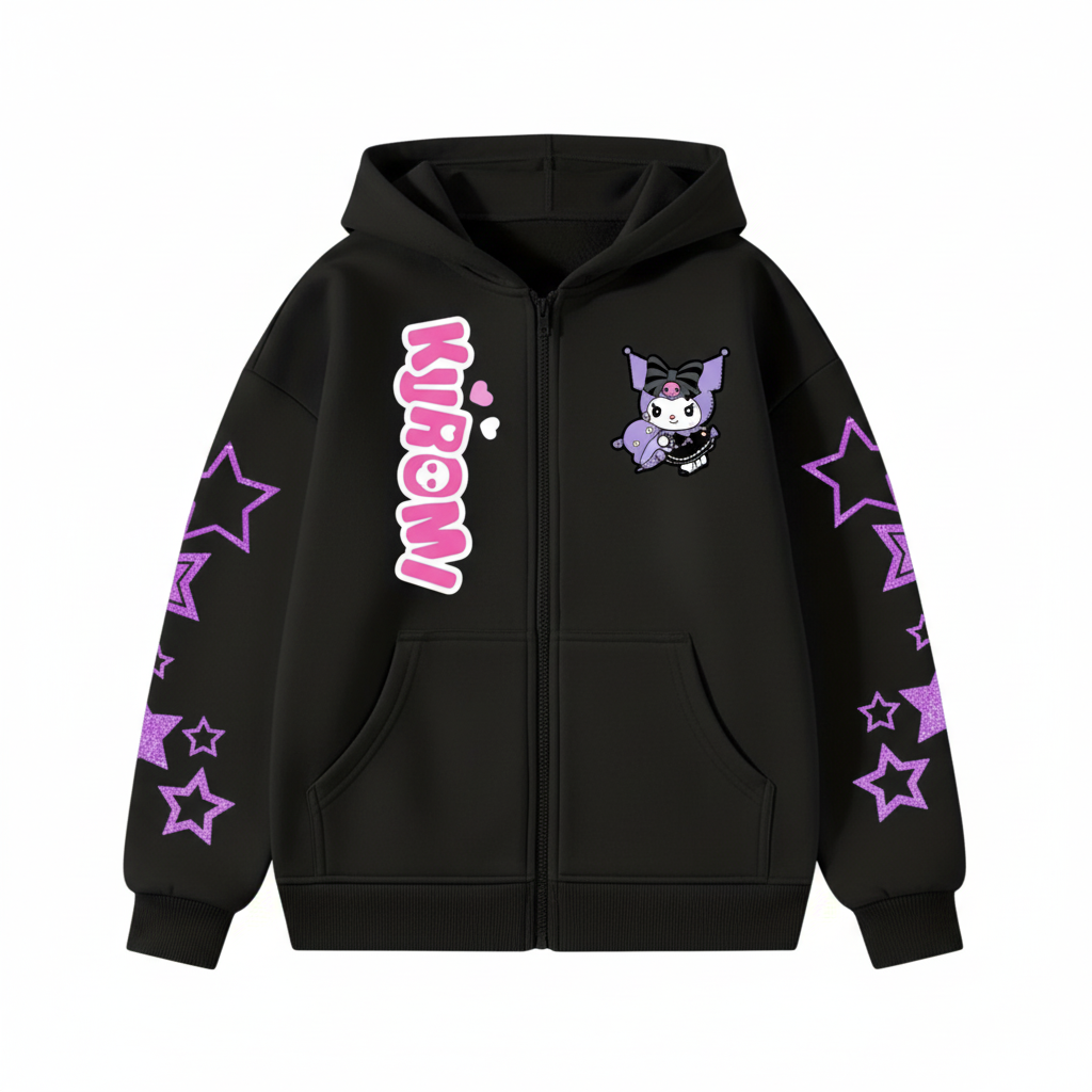 Customizable Hoodie With Double Sided Kuromi Print