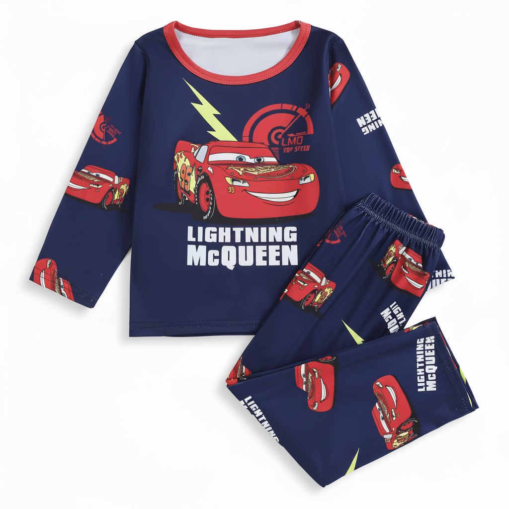 2 Piece Racing Car Print Sleepwear Pajama Set