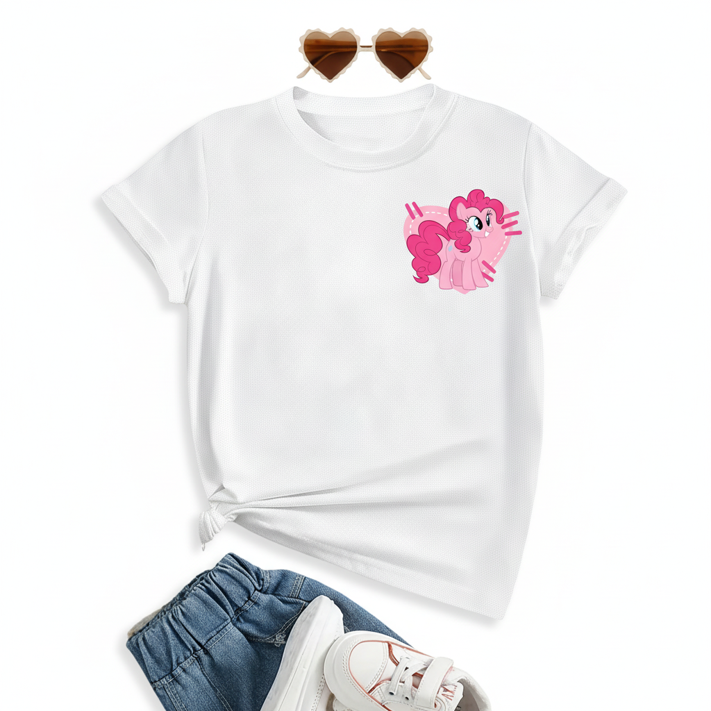 Pinkie Pie Graphic Theme Mesh Short Sleeve T Shirt For Girls